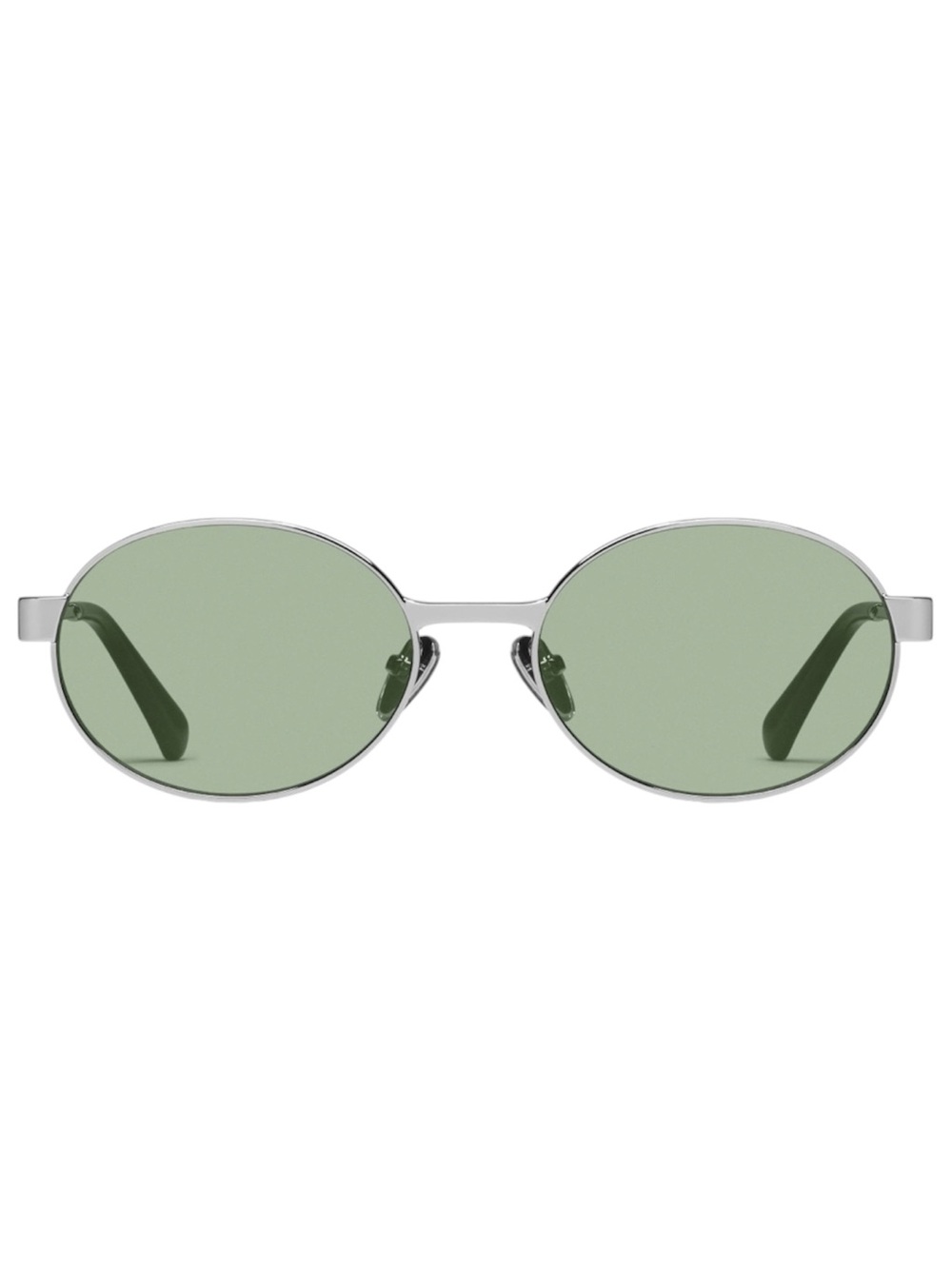QUAY Anyways Sunglasses Silver Frame Green Lens Retro Oval NWT